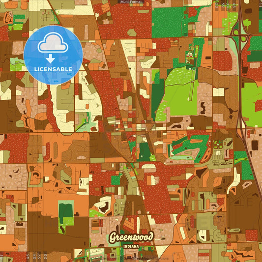 Greenwood Indiana Farmhouse Poster Art Map Template