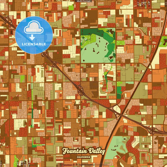 Fountain Valley California Farmhouse Poster Art Map Template