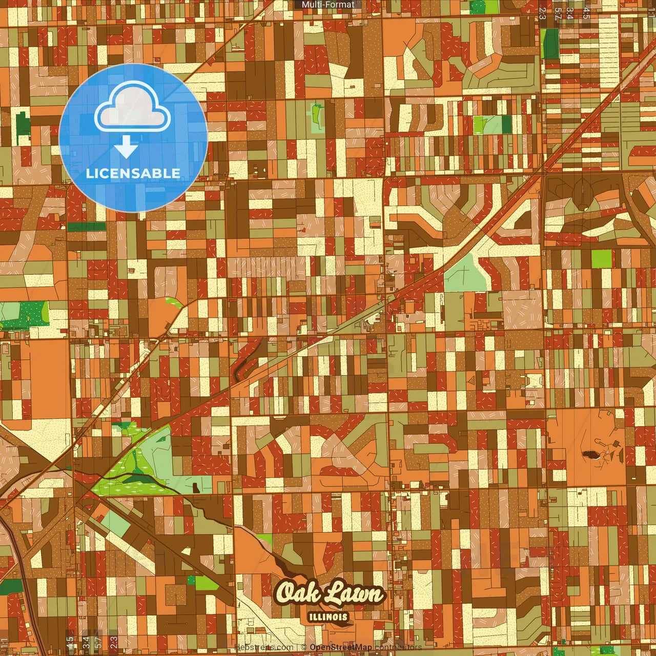 Oak Lawn Illinois Farmhouse Poster Art Map Template