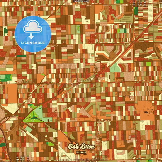 Oak Lawn Illinois Farmhouse Poster Art Map Template