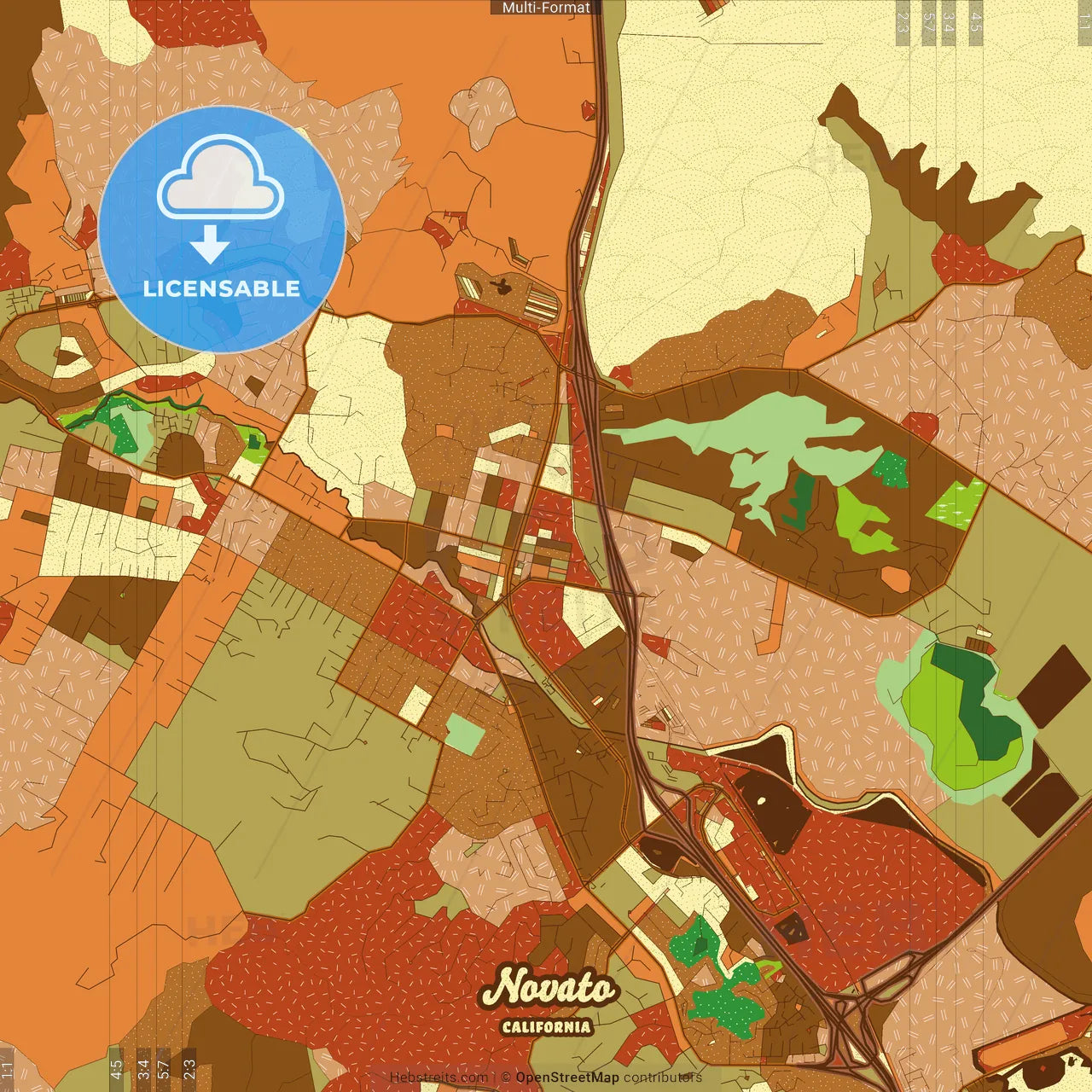 Novato California Farmhouse Poster Art Map Template