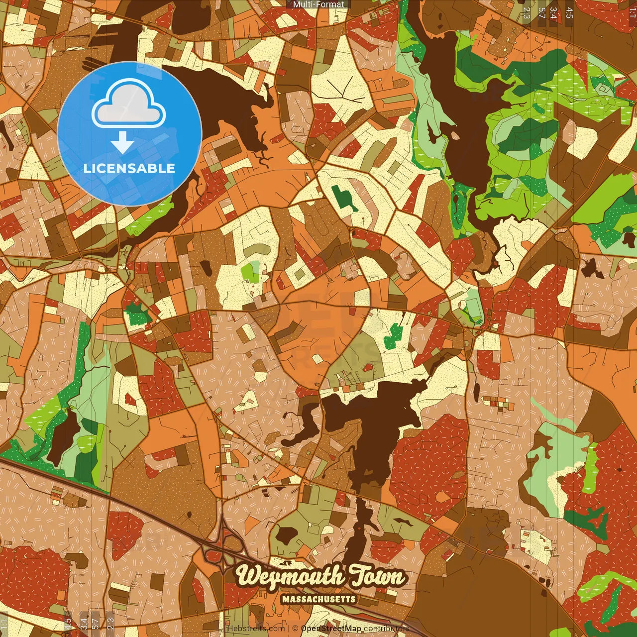 Weymouth Town Massachusetts Farmhouse Poster Art Map Template