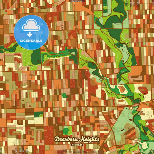 Dearborn Heights Michigan Farmhouse Poster Art Map Template