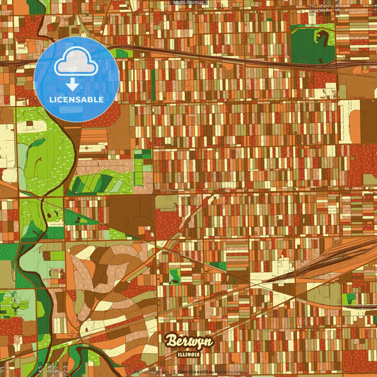 Berwyn Illinois Farmhouse Poster Art Map Template