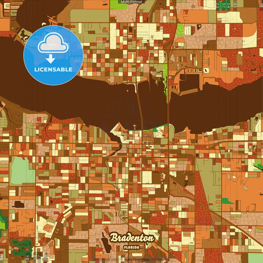 Bradenton Florida Farmhouse Poster Art Map Template