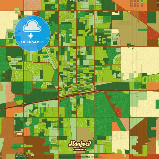 Hanford California Farmhouse Poster Art Map Template