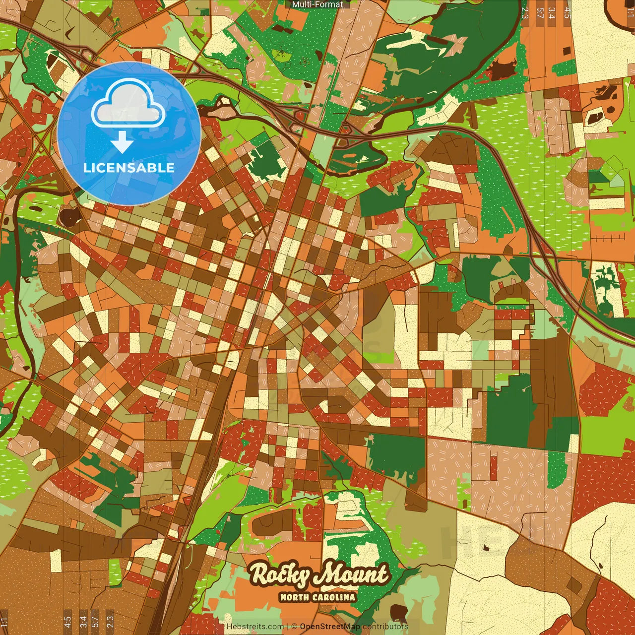 Rocky Mount North Carolina Farmhouse Poster Art Map Template