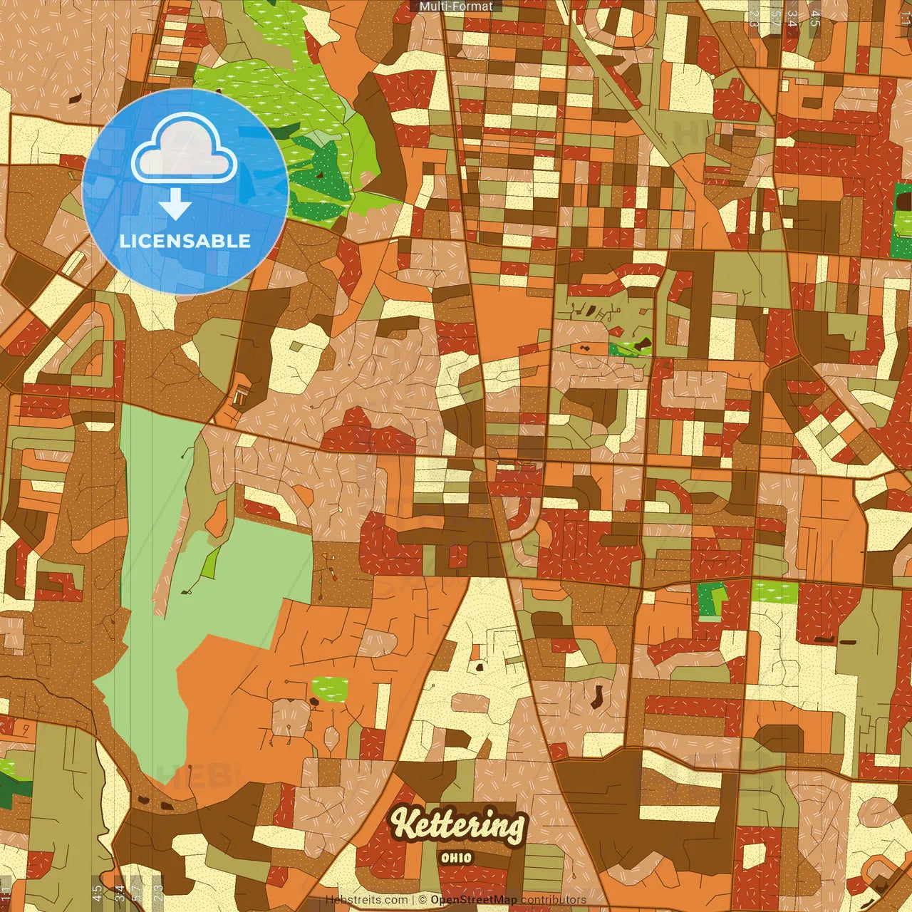 Kettering Ohio Farmhouse Poster Art Map Template
