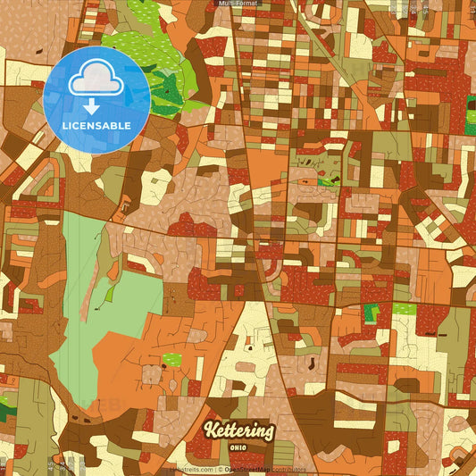 Kettering Ohio Farmhouse Poster Art Map Template