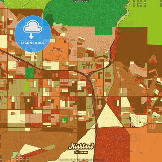 Highland California Farmhouse Poster Art Map Template