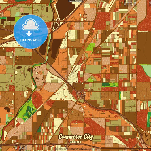 Commerce City Colorado Farmhouse Poster Art Map Template