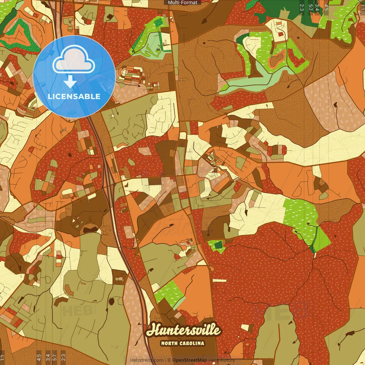 Huntersville North Carolina Farmhouse Poster Art Map Template