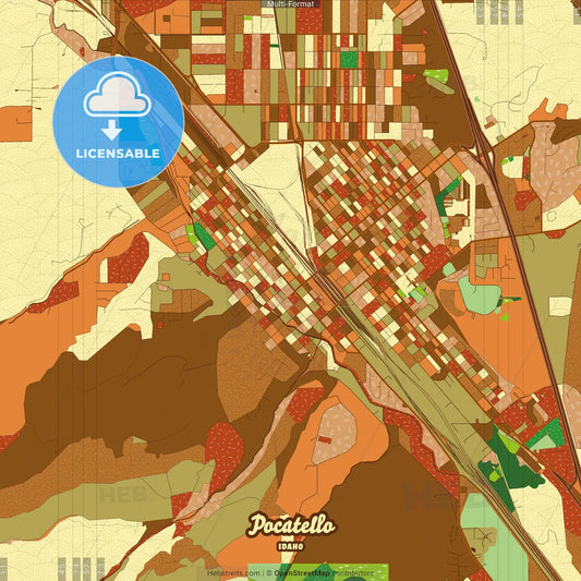 Pocatello Idaho Farmhouse Poster Art Map Template