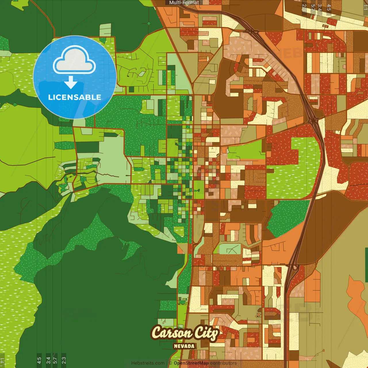 Carson City Nevada Farmhouse Poster Art Map Template