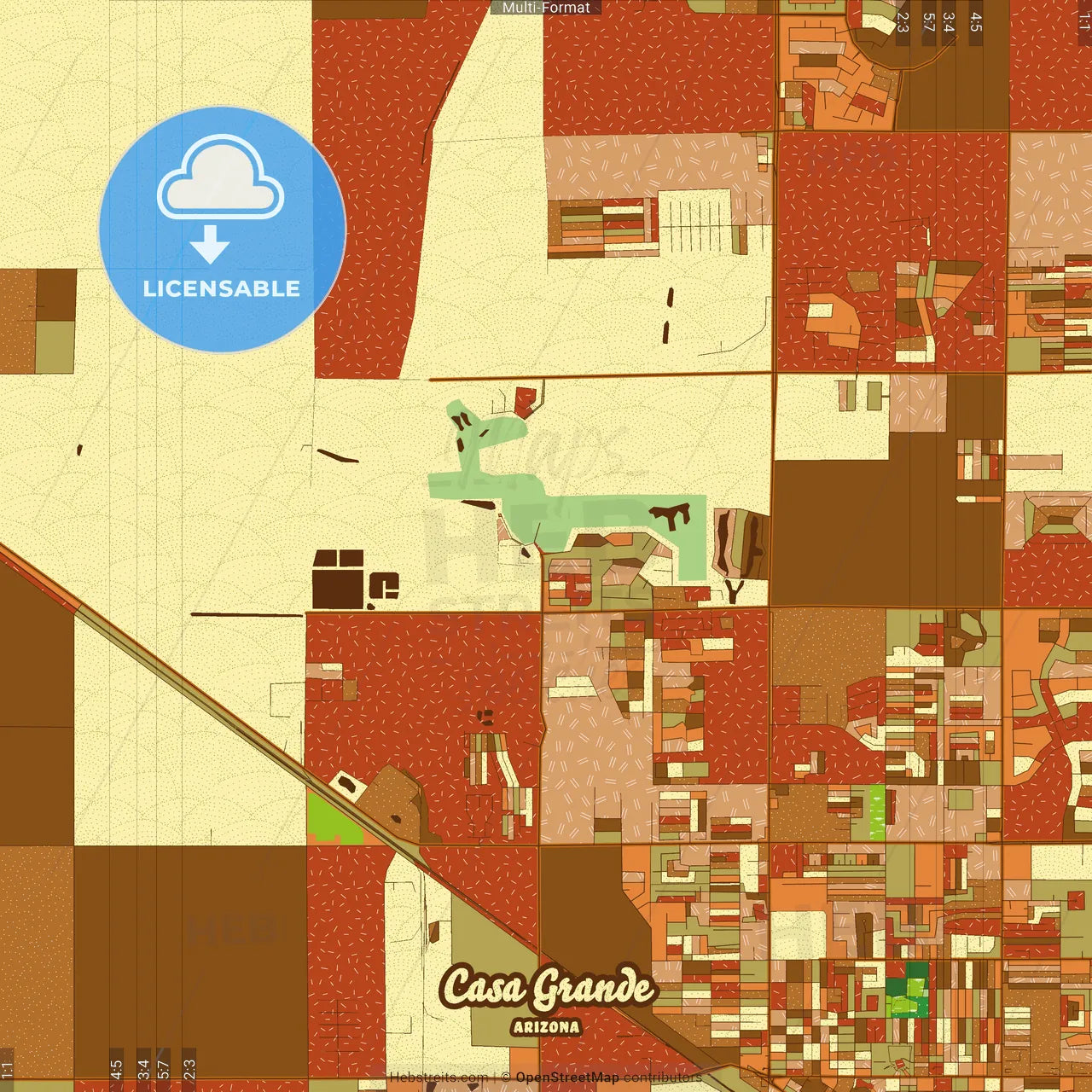 Casa Grande Arizona Farmhouse Poster Art Map Template