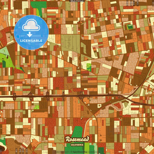 Rosemead California Farmhouse Poster Art Map Template