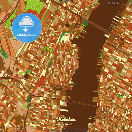 Hoboken New Jersey Farmhouse Poster Art Map Template