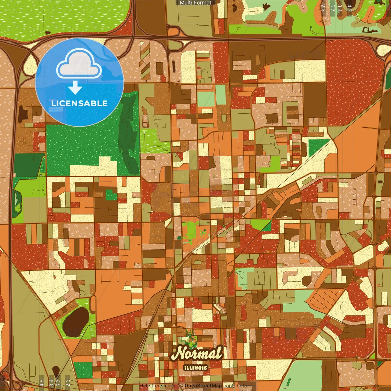 Normal Illinois Farmhouse Poster Art Map Template