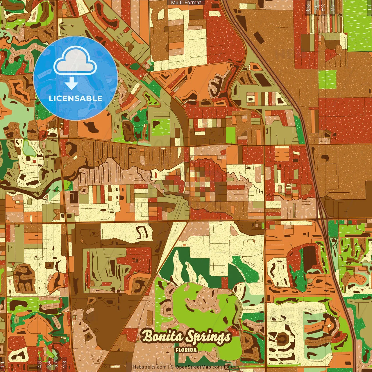 Bonita Springs Florida Farmhouse Poster Art Map Template