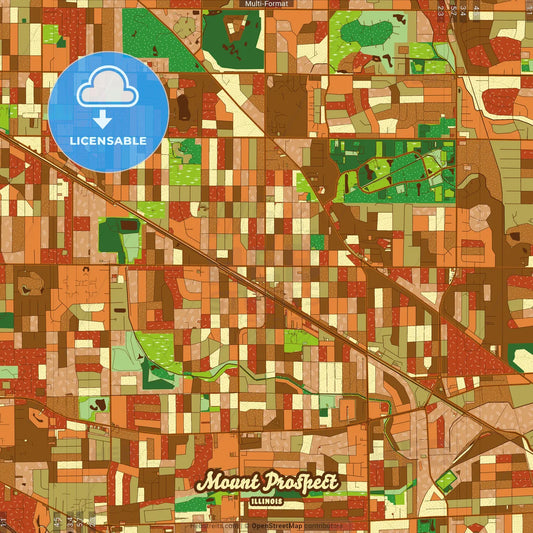 Mount Prospect Illinois Farmhouse Poster Art Map Template