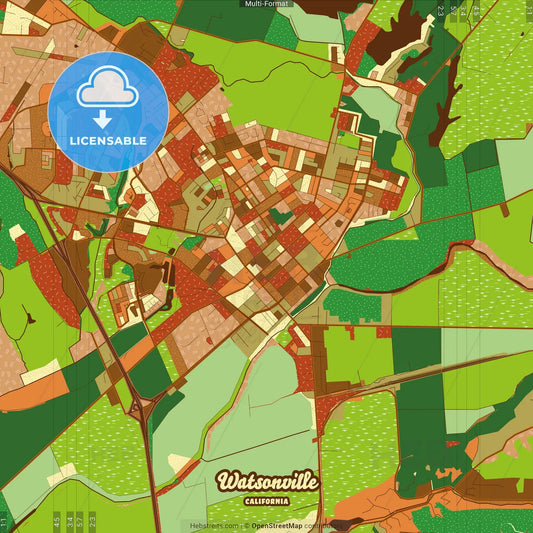 Watsonville California Farmhouse Poster Art Map Template