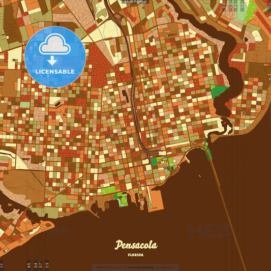 Pensacola Florida Farmhouse Poster Art Map Template