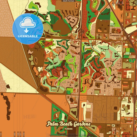 Palm Beach Gardens Florida Farmhouse Poster Art Map Template