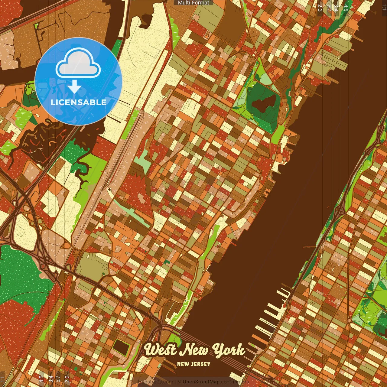 West New York New Jersey Farmhouse Poster Art Map Template