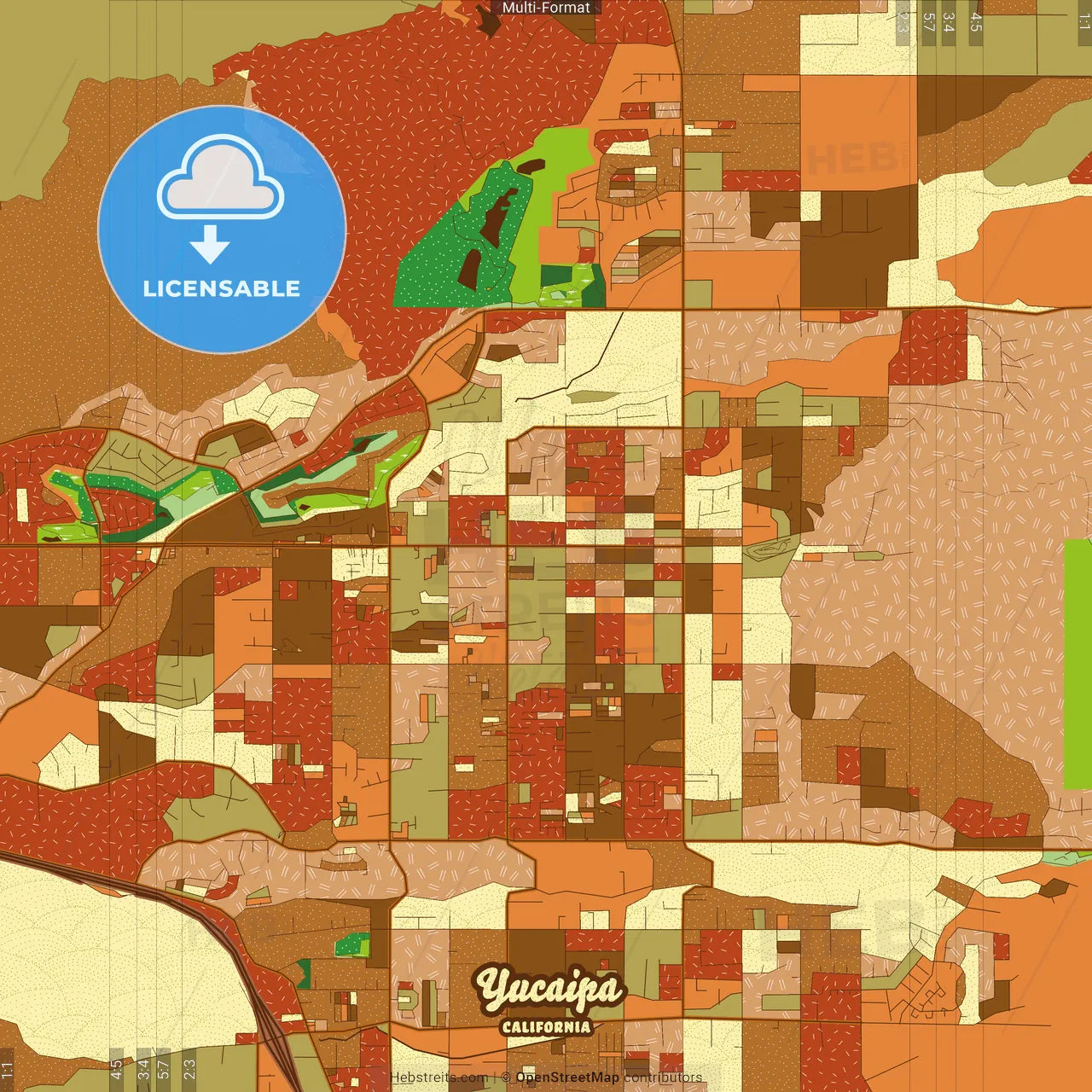 Yucaipa California Farmhouse Poster Art Map Template