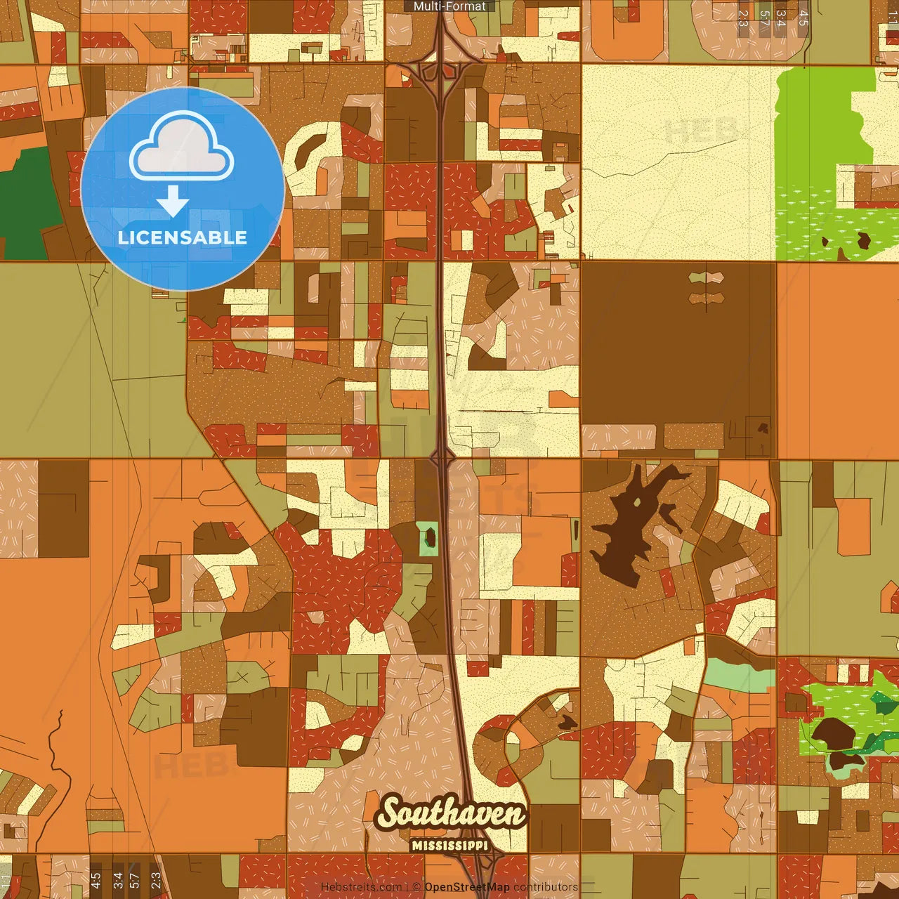 Southaven Mississippi Farmhouse Poster Art Map Template