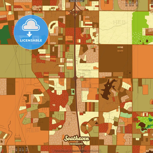 Southaven Mississippi Farmhouse Poster Art Map Template