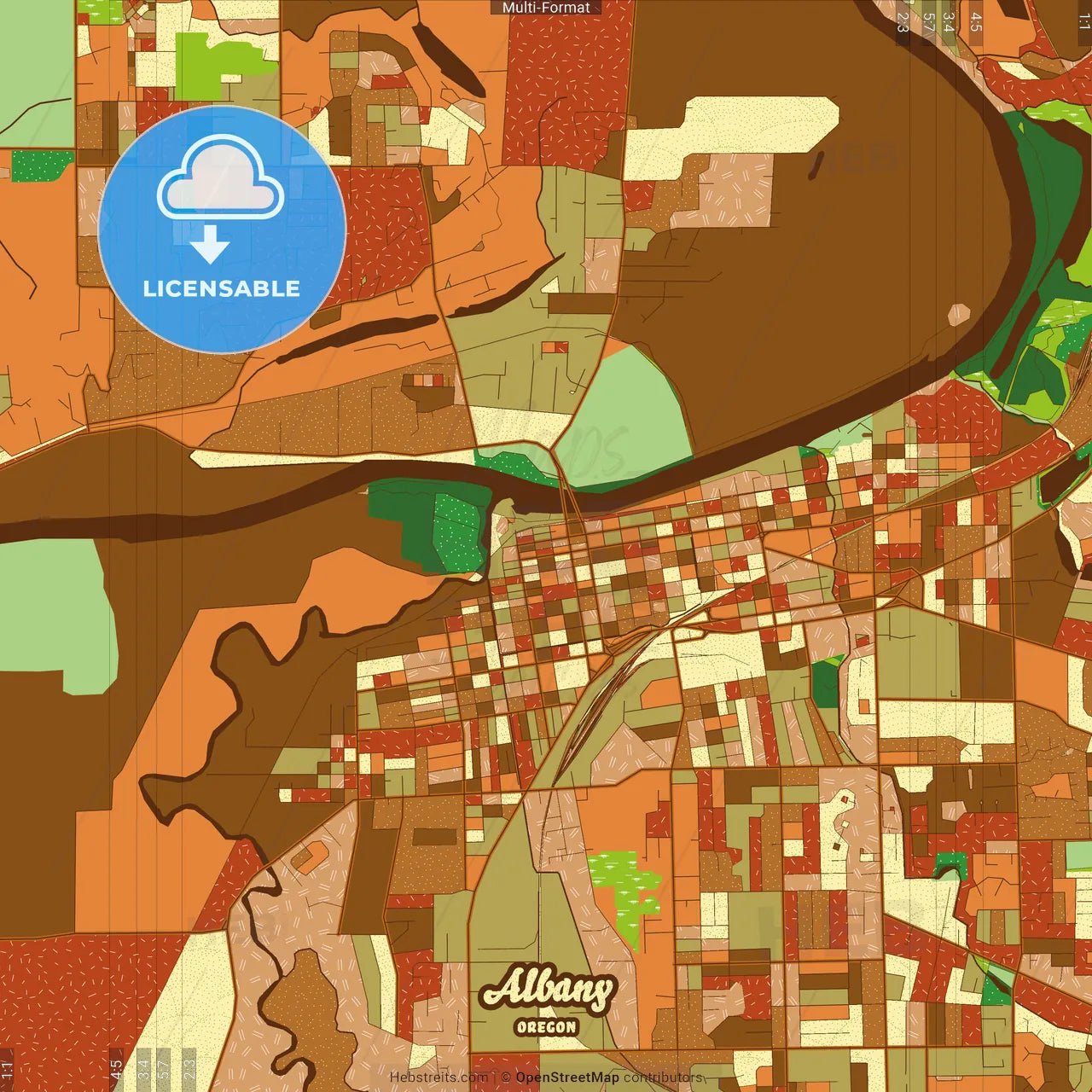 Albany Oregon Farmhouse Poster Art Map Template