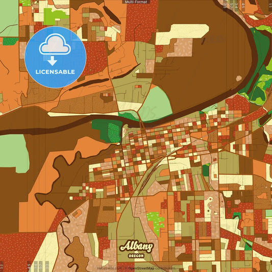 Albany Oregon Farmhouse Poster Art Map Template