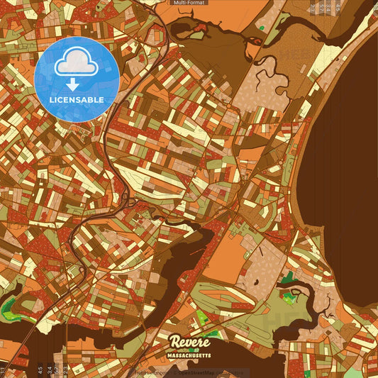 Revere Massachusetts Farmhouse Poster Art Map Template