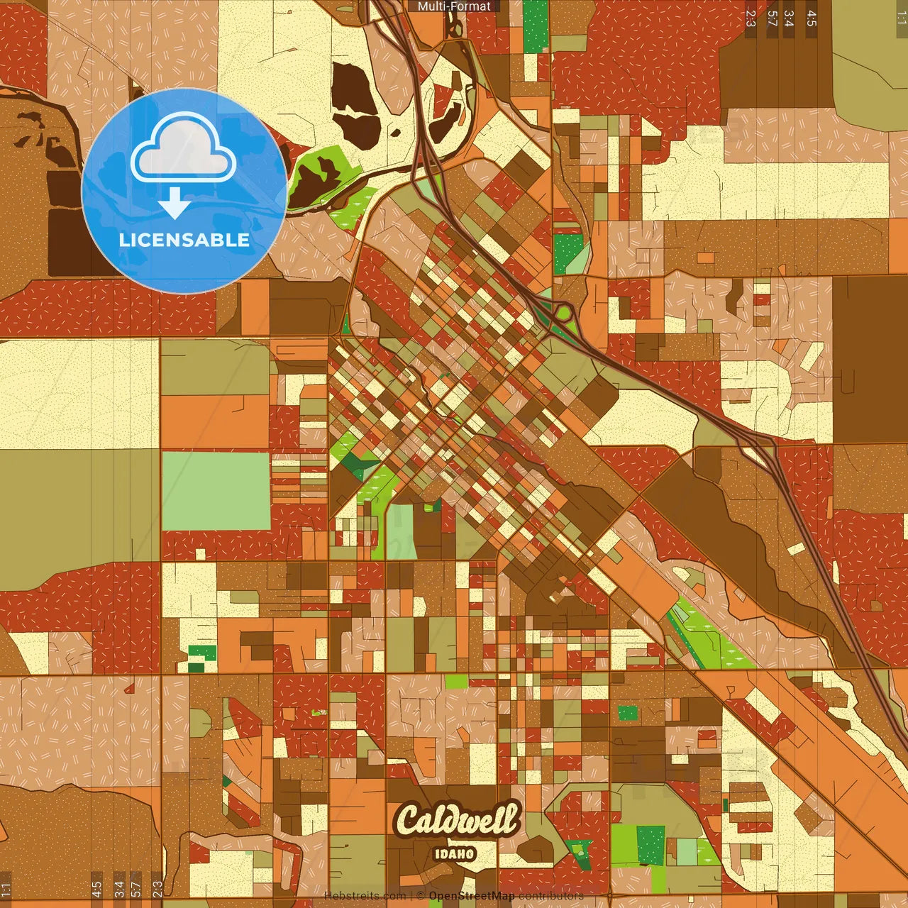 Caldwell Idaho Farmhouse Poster Art Map Template