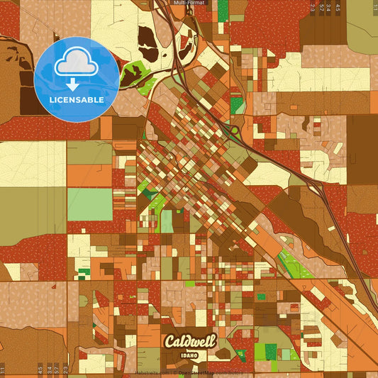 Caldwell Idaho Farmhouse Poster Art Map Template