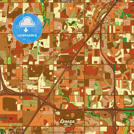 Lenexa Kansas Farmhouse Poster Art Map Template