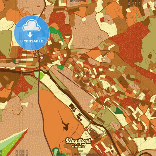 Kingsport Tennessee Farmhouse Poster Art Map Template