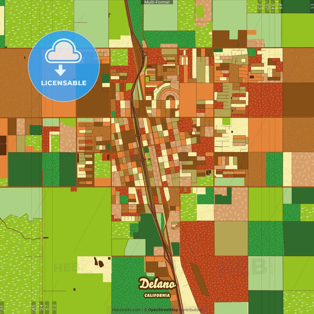 Delano California Farmhouse Poster Art Map Template