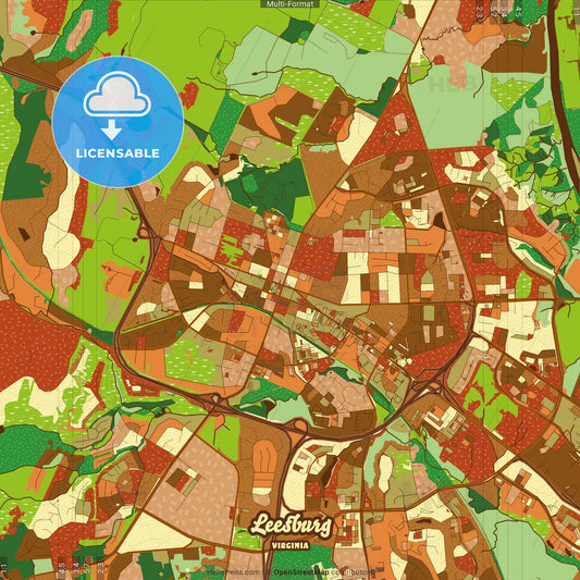 Leesburg Virginia Farmhouse Poster Art Map Template