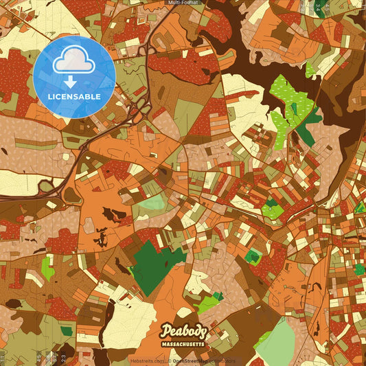 Peabody Massachusetts Farmhouse Poster Art Map Template