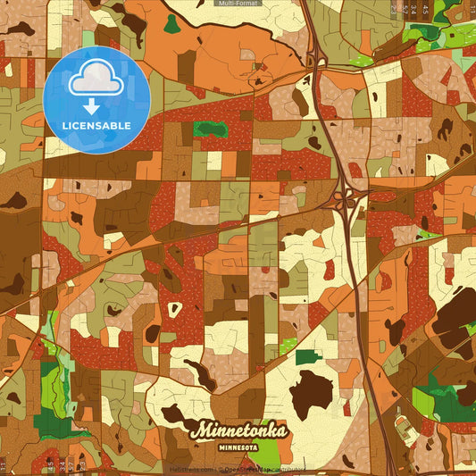 Minnetonka Minnesota Farmhouse Poster Art Map Template