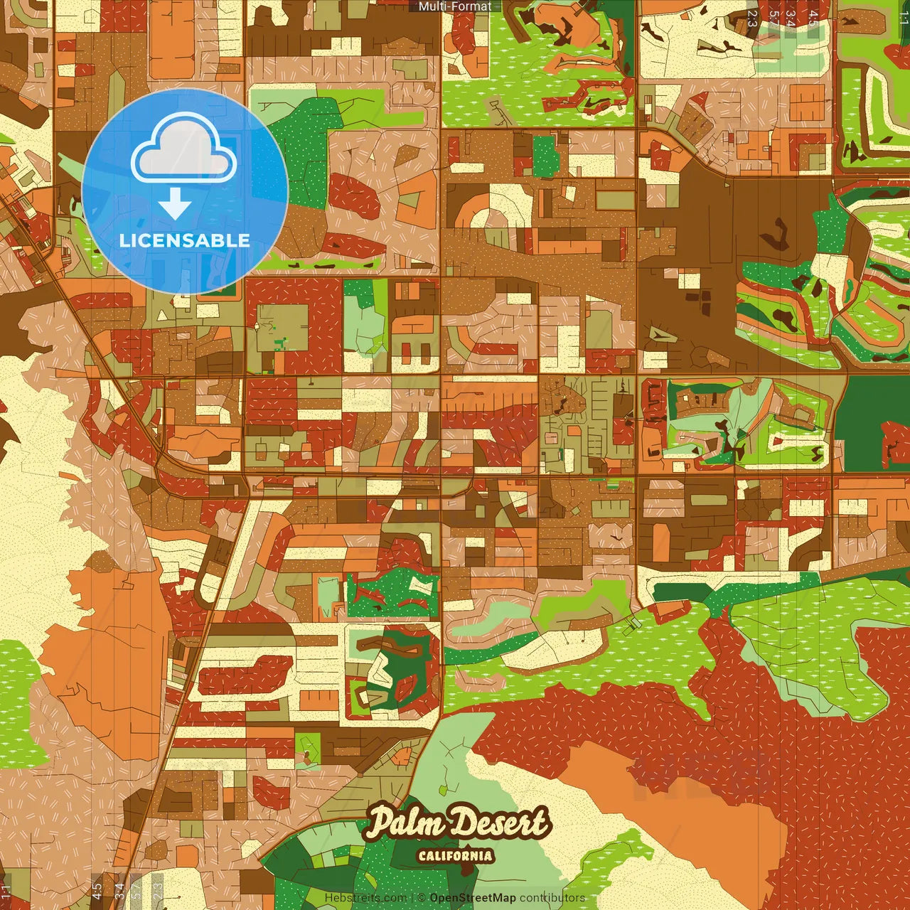 Palm Desert California Farmhouse Poster Art Map Template