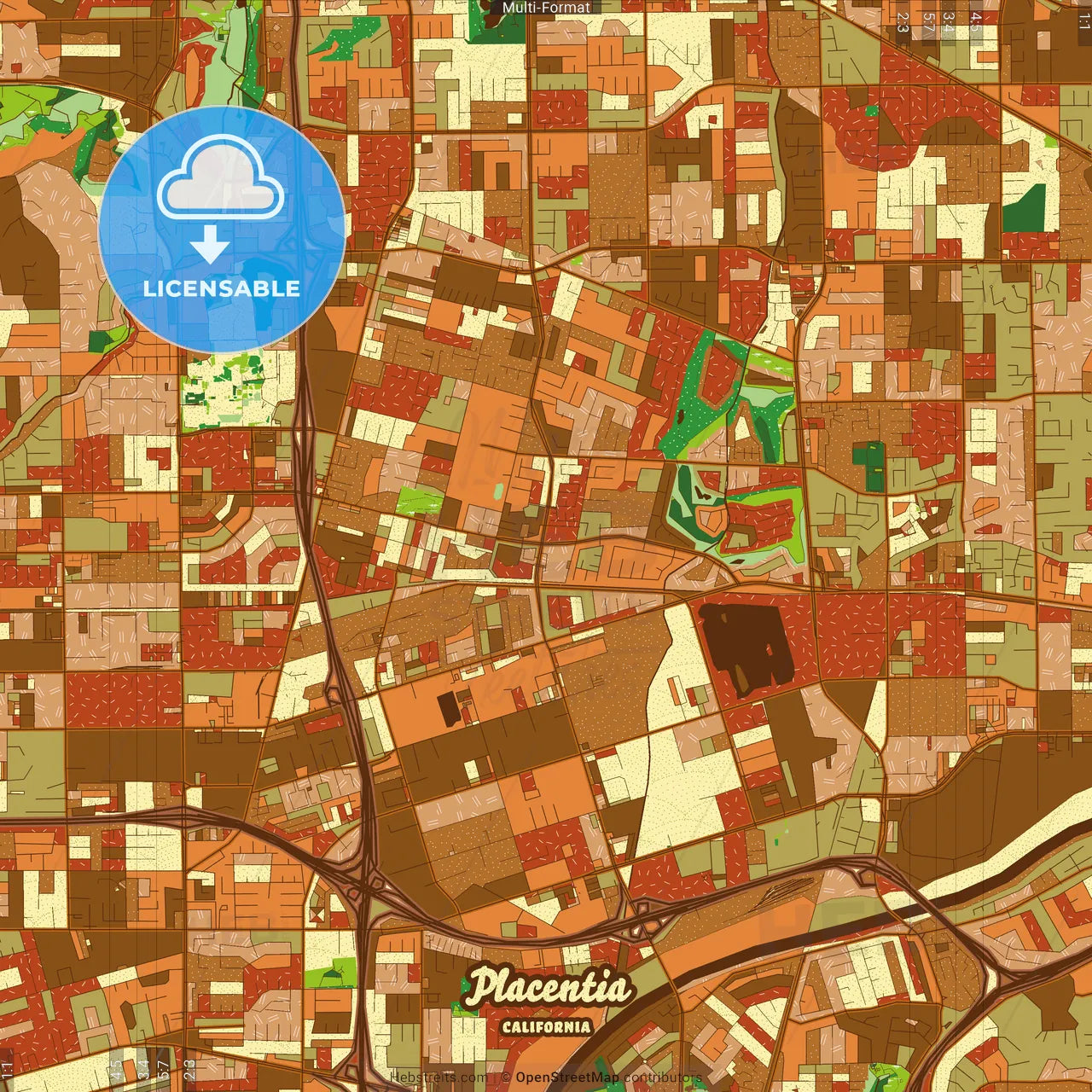 Placentia California Farmhouse Poster Art Map Template