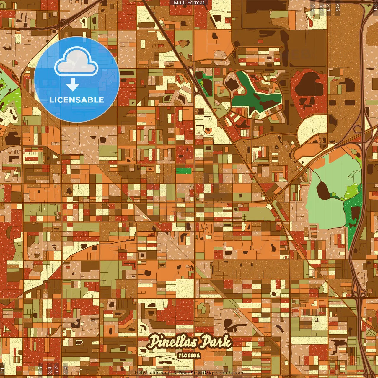 Pinellas Park Florida Farmhouse Poster Art Map Template