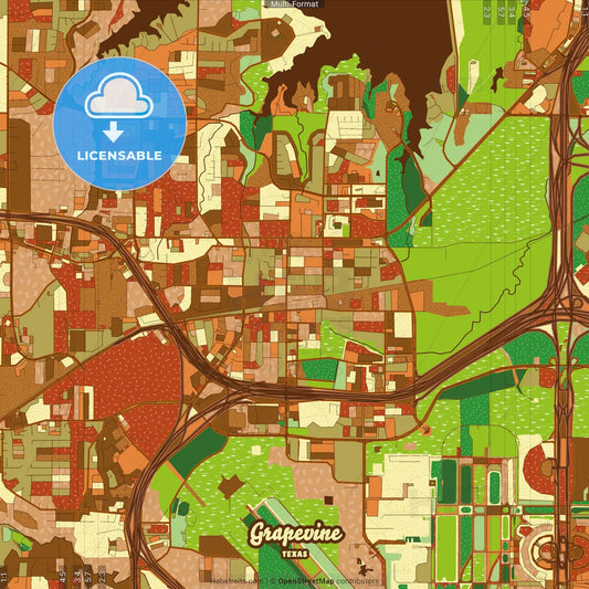 Grapevine Texas Farmhouse Poster Art Map Template