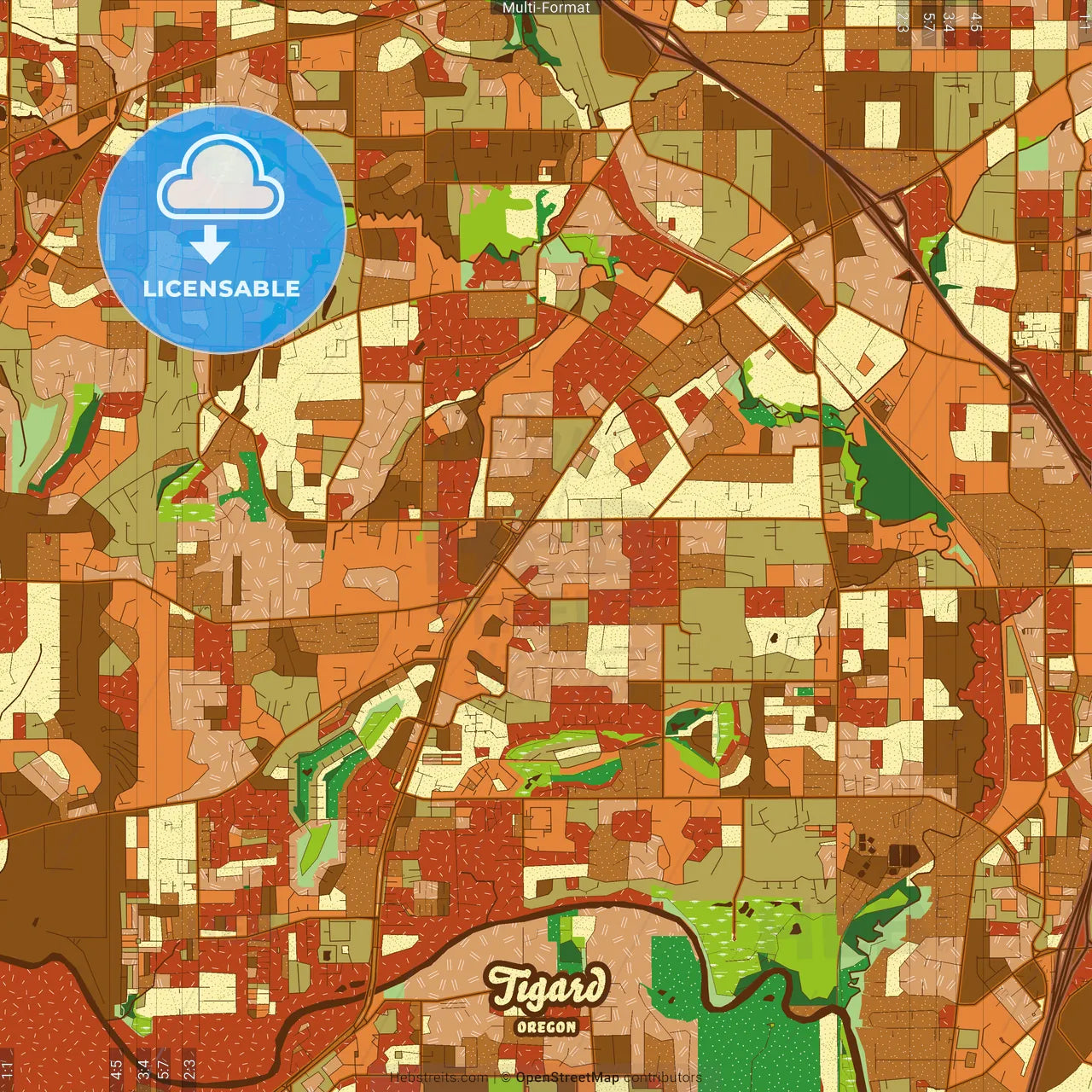 Tigard Oregon Farmhouse Poster Art Map Template