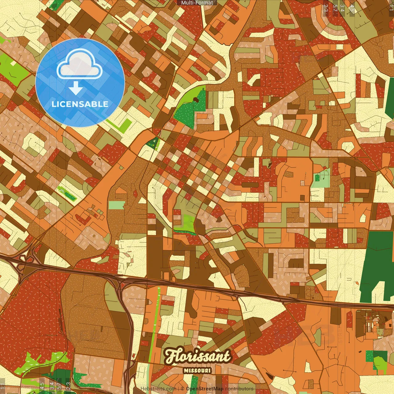 Florissant Missouri Farmhouse Poster Art Map Template