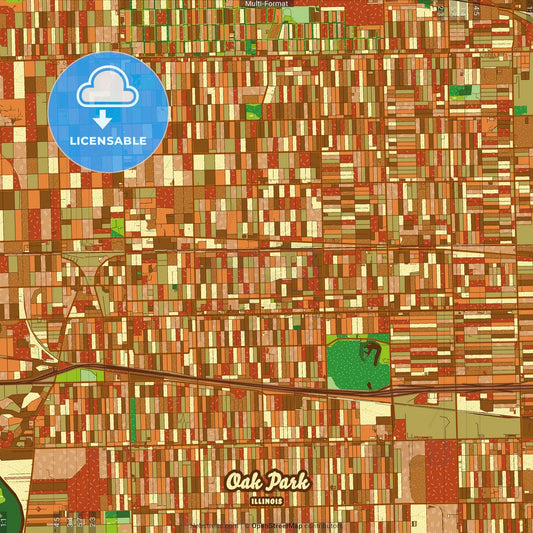 Oak Park Illinois Farmhouse Poster Art Map Template