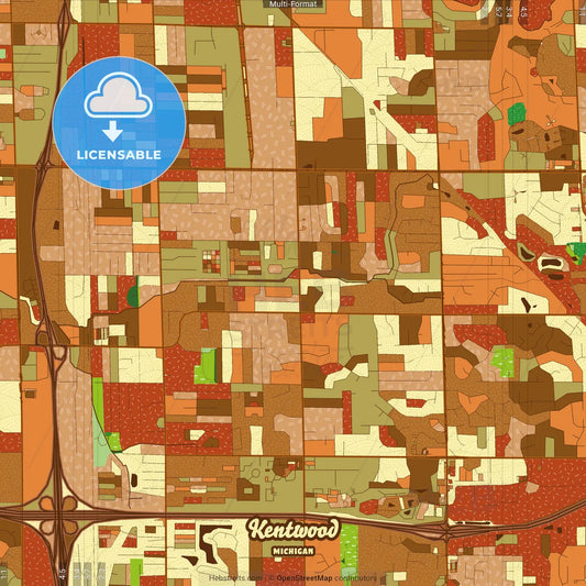 Kentwood Michigan Farmhouse Poster Art Map Template